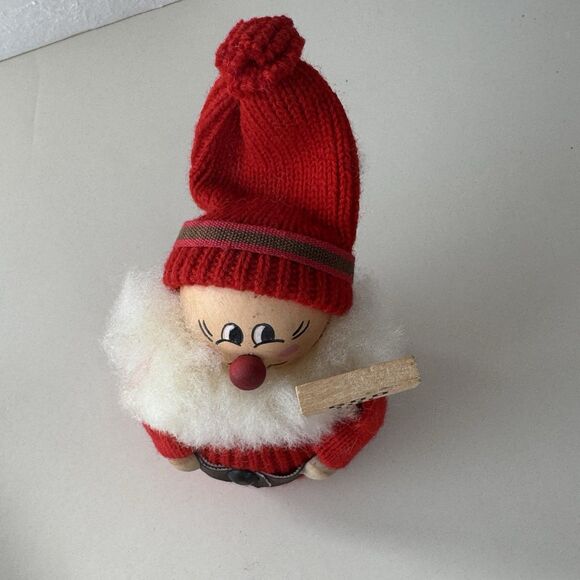 Ljungstroms Vintage Sweden  4” Christmas Figurine Tomte Wood Felt God Jul Sign - Picture 9 of 9